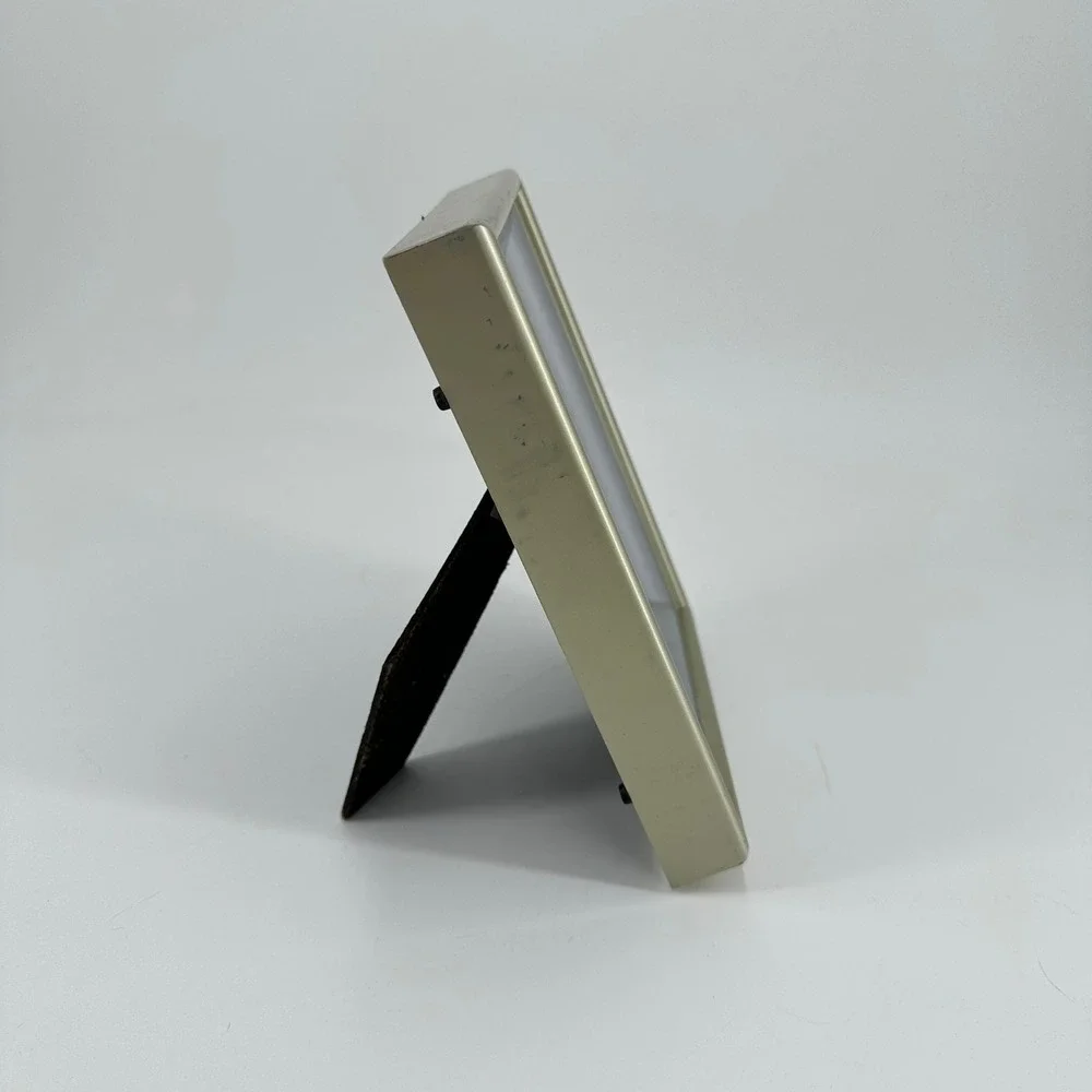Two-Tone Metallic Beveled Metal Picture Frame for 3x5 Photo Champagne Silver